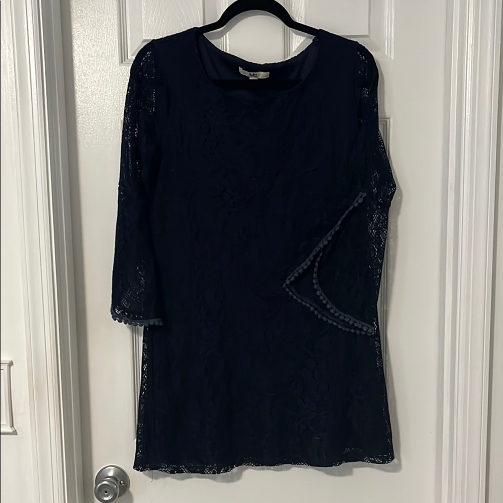 Elegant Navy Lace Tunic Dress Medium M 8 10